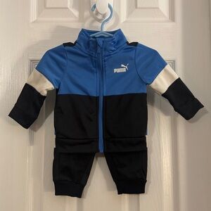 Puma Baby Boy Blue Black and White Two Piece Track Suit Set Like New